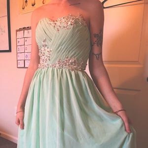 Mint green prom dress